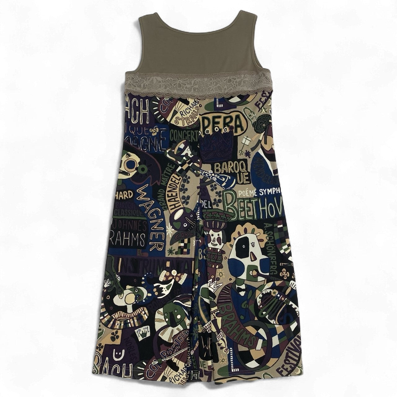 2k19 TOKUKO 1er VOL トクコプルミエヴォル ノースリーブワンピース ロングワンピース 総柄プリント 伸縮ストレッチ 9 カーキ系 レディースu02t