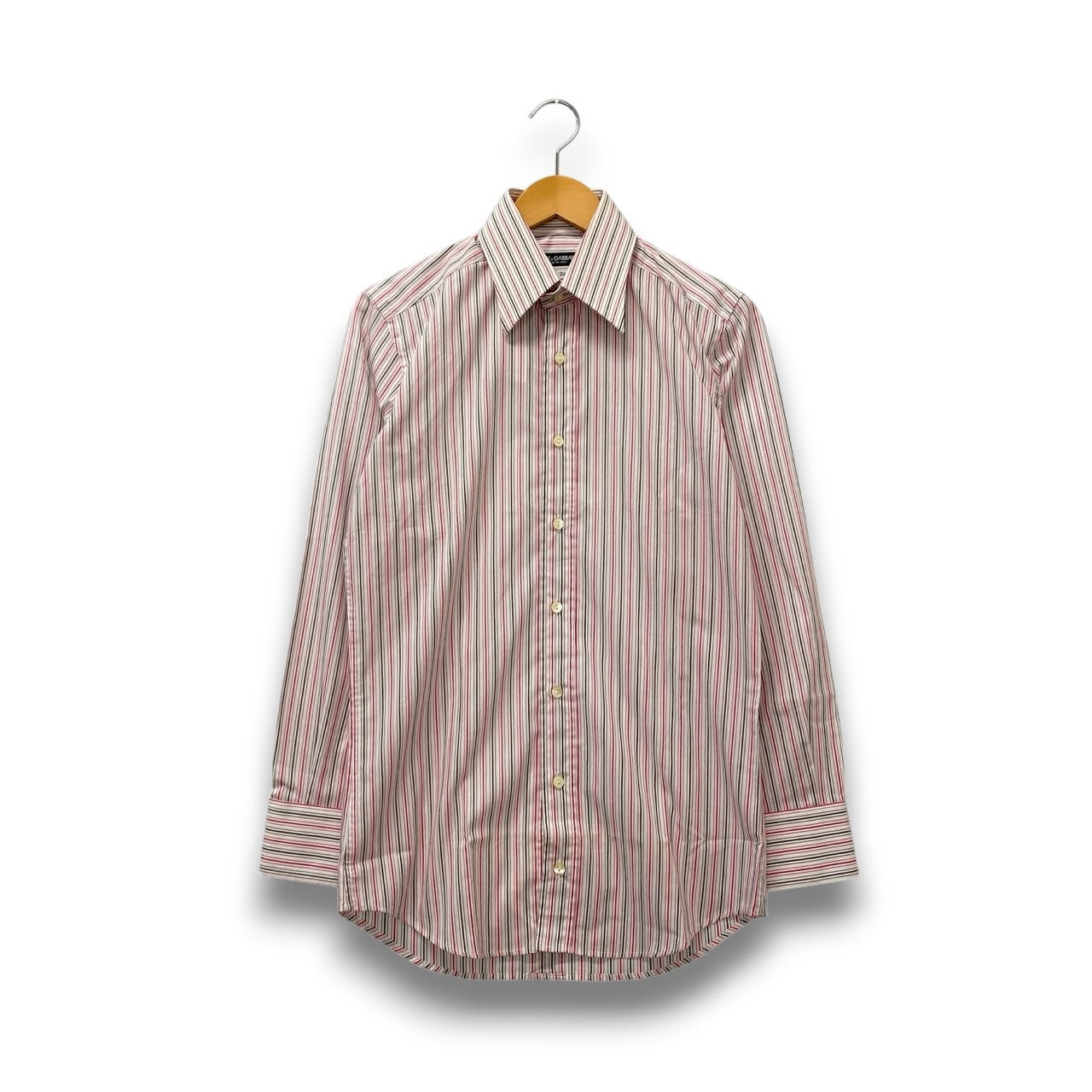 5c2 【未使用タグ付】 DOLCE&GABBANA ドルチェアンドガッパーナ Slim Fit ロングスリーブシャツ ストライプシャツ 伸縮ストレッチ ビジネス メンズ 紳士服 15/38 マルチカラーu02t