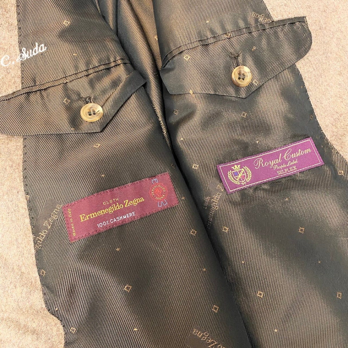 50e8 Ermenegildo Zegna エルメネジルド ゼニア カシミヤチェスターコート ジャケットコート オンワード樫山 Royal Custom ブラウン カシミヤ100％ メンズ 男性用u02t