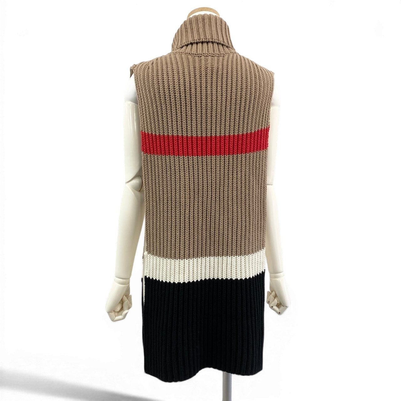 Ed20 BURBERRY バーバリー タートルネック ケープ ポンチョ ニットセーター ローゲージニット 146×40cm ベージュ レディース 女性用nu1