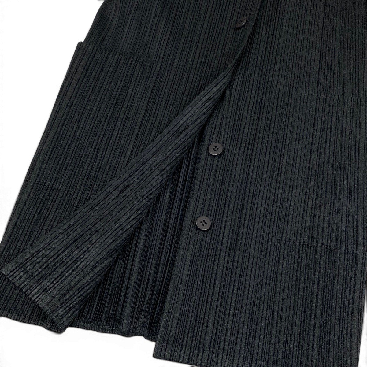 Ag10 【美品】 PLEATS PLEASE プリーツプリーズ ショールカラー ロングカーディガン サイズ3 ブラック ポリエステル100％ レディースt18r