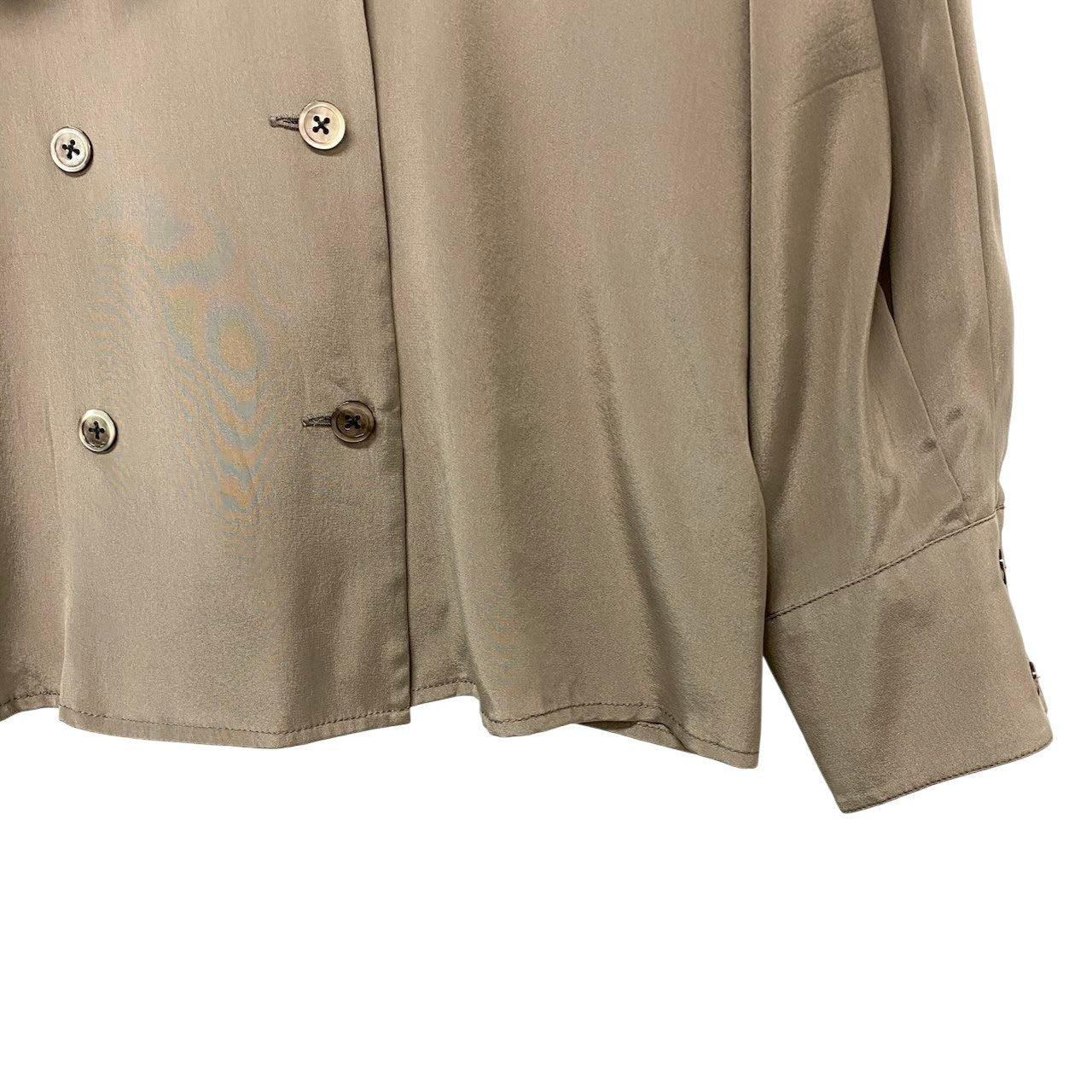 11c29 Chloe クロエ ボウタイ シルクブラウス ダブルブレスト シャツジャケット ロングスリーブ レディース 女性服 サイズ40 グレー 絹100％u02t