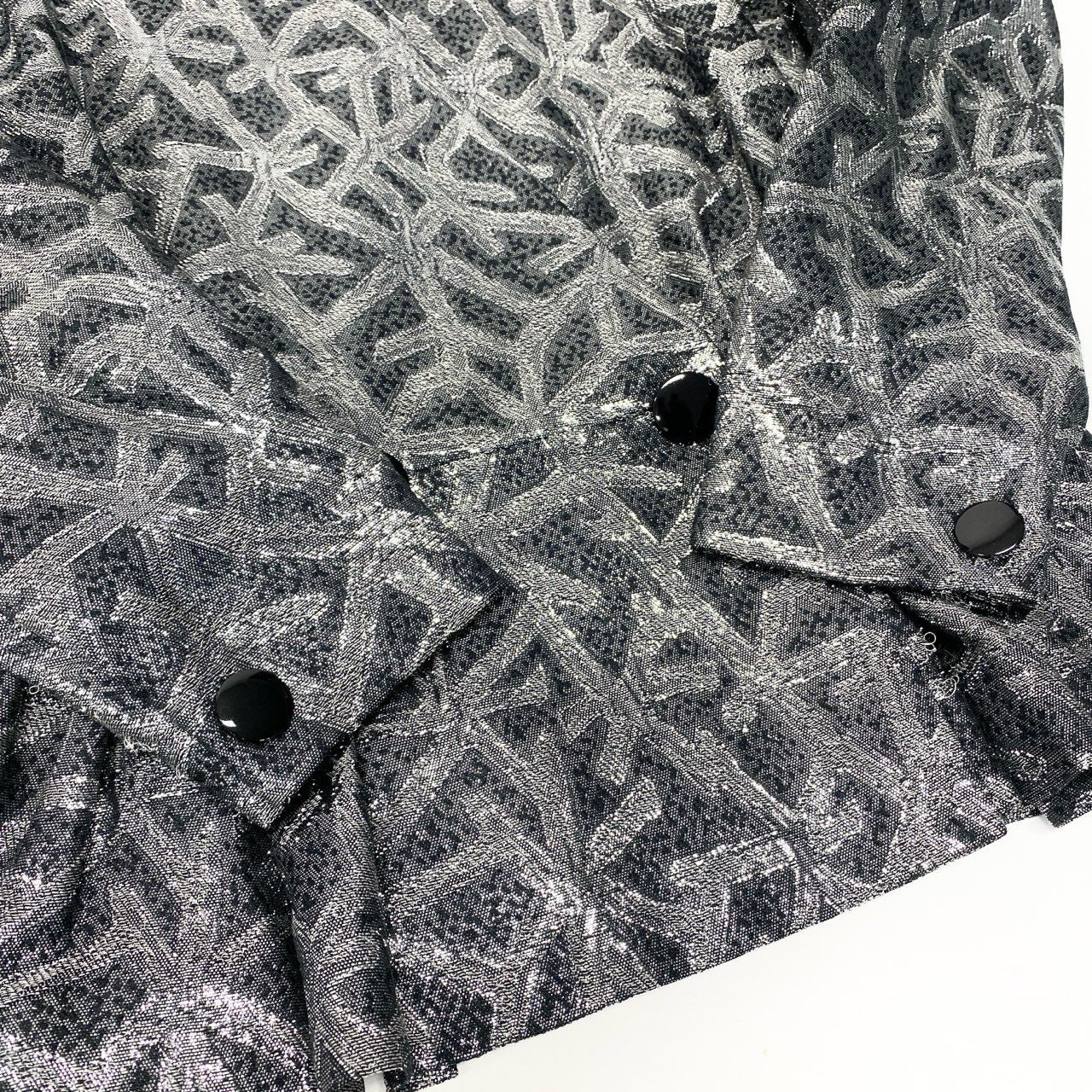 76a28 Christian Dior クリスチャンディオール Vintage ビンテージ ジャケット ペプラム 総柄 アウター 9サイズ シルバー レディース 女性用o07t