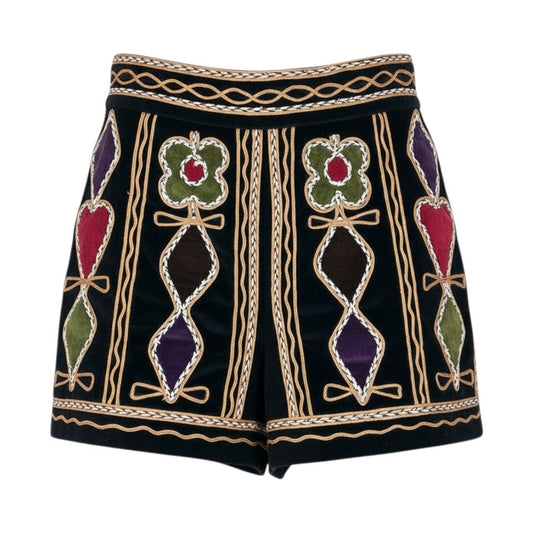 Ec2 Christian Dior クリスチャンディオール 刺繍デザイン ベルベット ショートパンツ ボトム サイズ38 レディースk02i