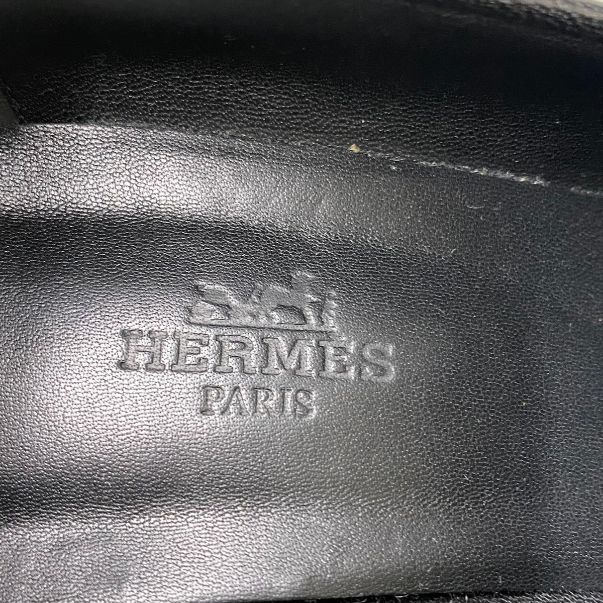 i8 【極美品】 Hermès エルメス モカシン ドーフィン ヒールローファー H金具 サイズ38 ブラック レザー レディースk02i