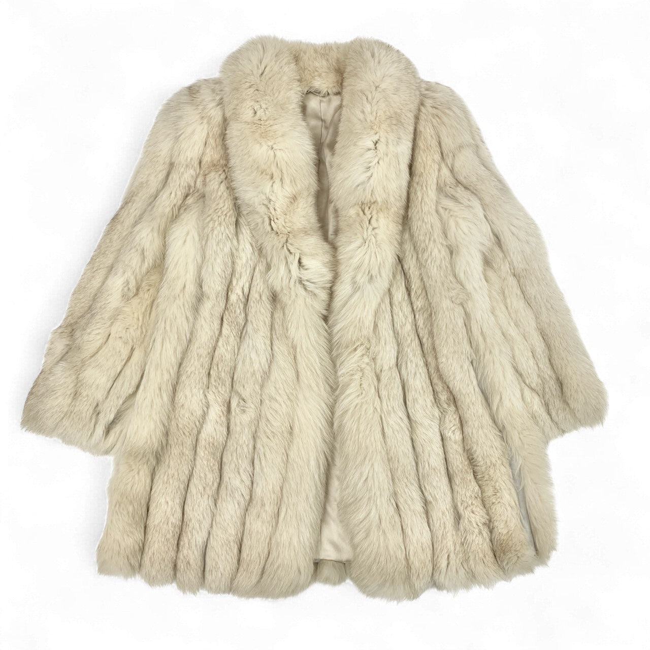 27k14 シルバーフォックス セミロングコート 9 本毛皮 FOX FUR リアルファー ボリューム◎ 裏地刺繍t18r