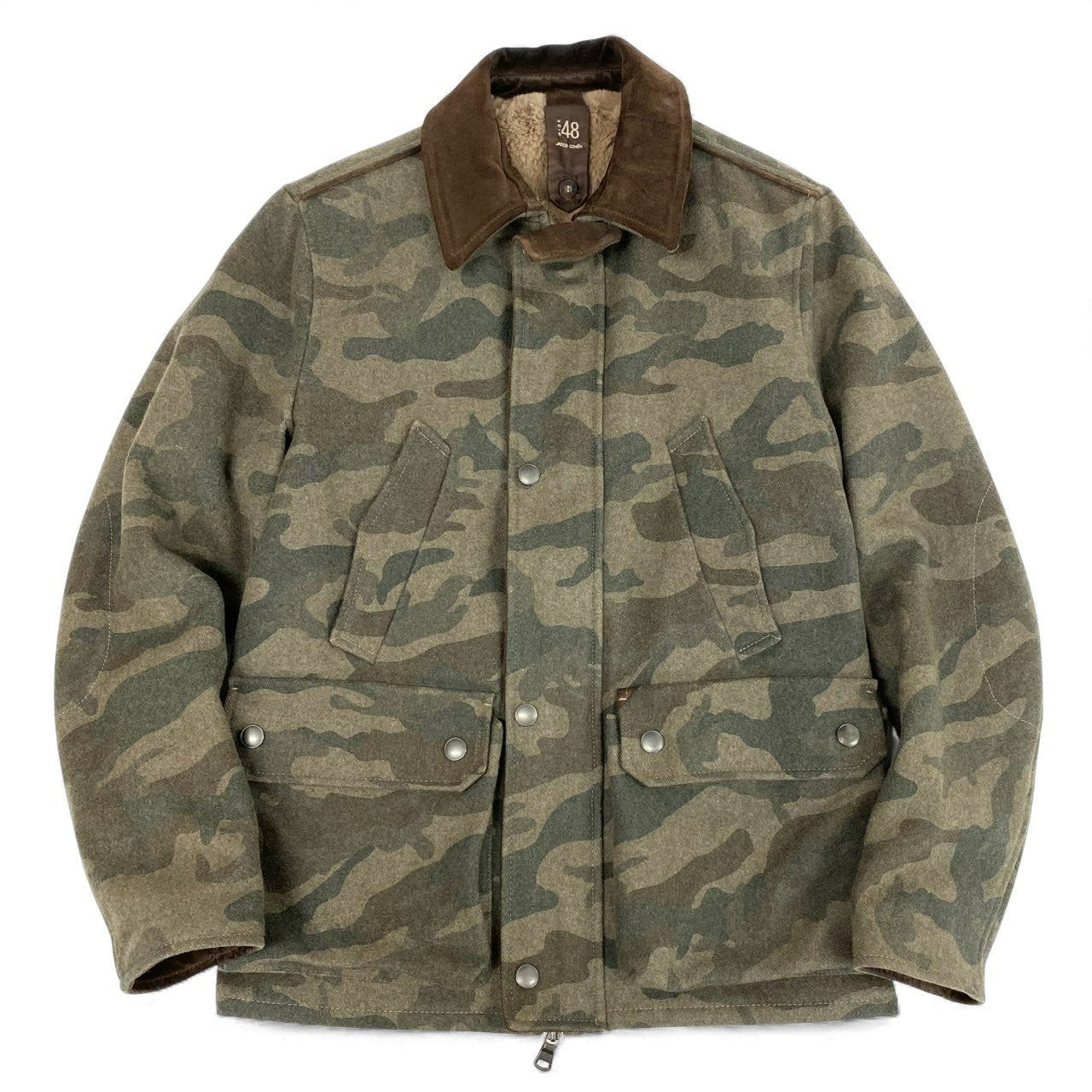 49L8 【美品】JACOB COHEN ヤコブコーエン フィールドジャケット ジップアップジャケット カモフラ ウールナイロン 844885A 48サイズ カーキ系 メンズo07t