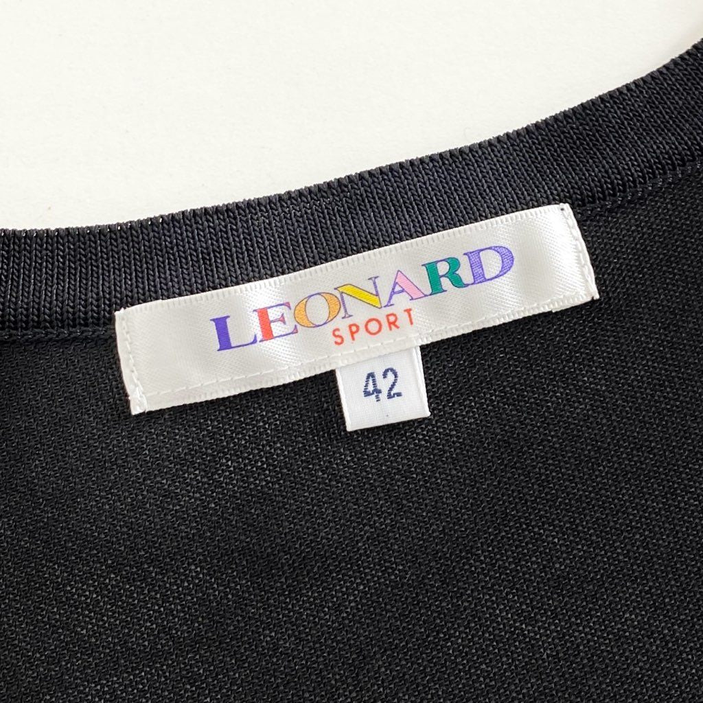 27f20-5 《美品》 大きいサイズ LEONARD SPORT レオナール 半袖Tシャツ カットソー トップス 0548528 サイズ42 マルチカラー ポリエステル100％ レディース 日本製