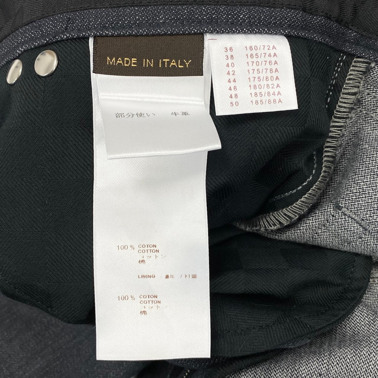 16d16【極美品】 LOUIS VUITTON ルイヴィトン デニムパンツ ブラックデニム ボトムス ダミエ柄 サイズ40 ブラック系 コットン100％ 牛革 メンズ 紳士服u02t