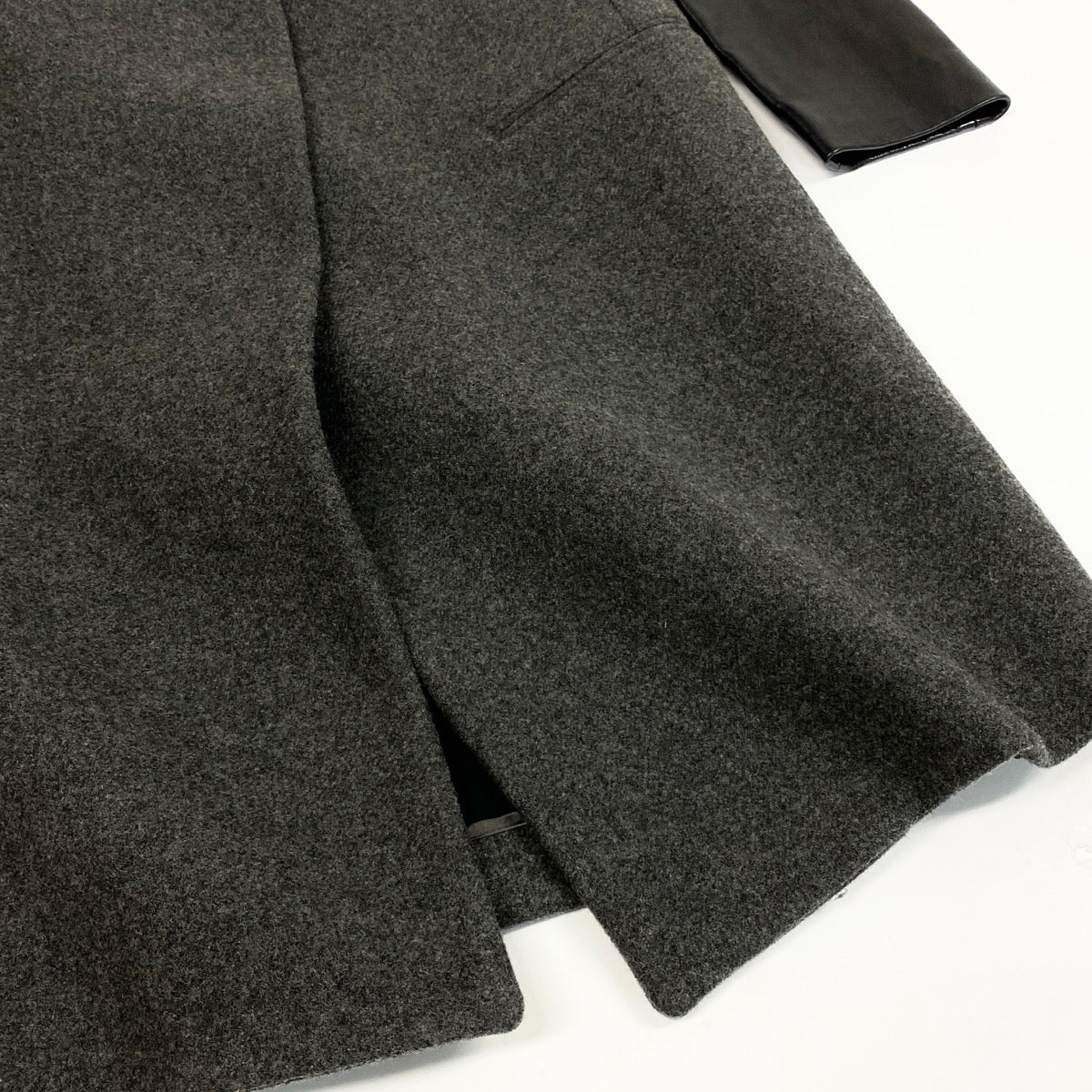 Ej13 CELINE セリーヌ フィービー期 クロンビーコート レザー切替 サイズ40 グレー ブラック レディースu02t