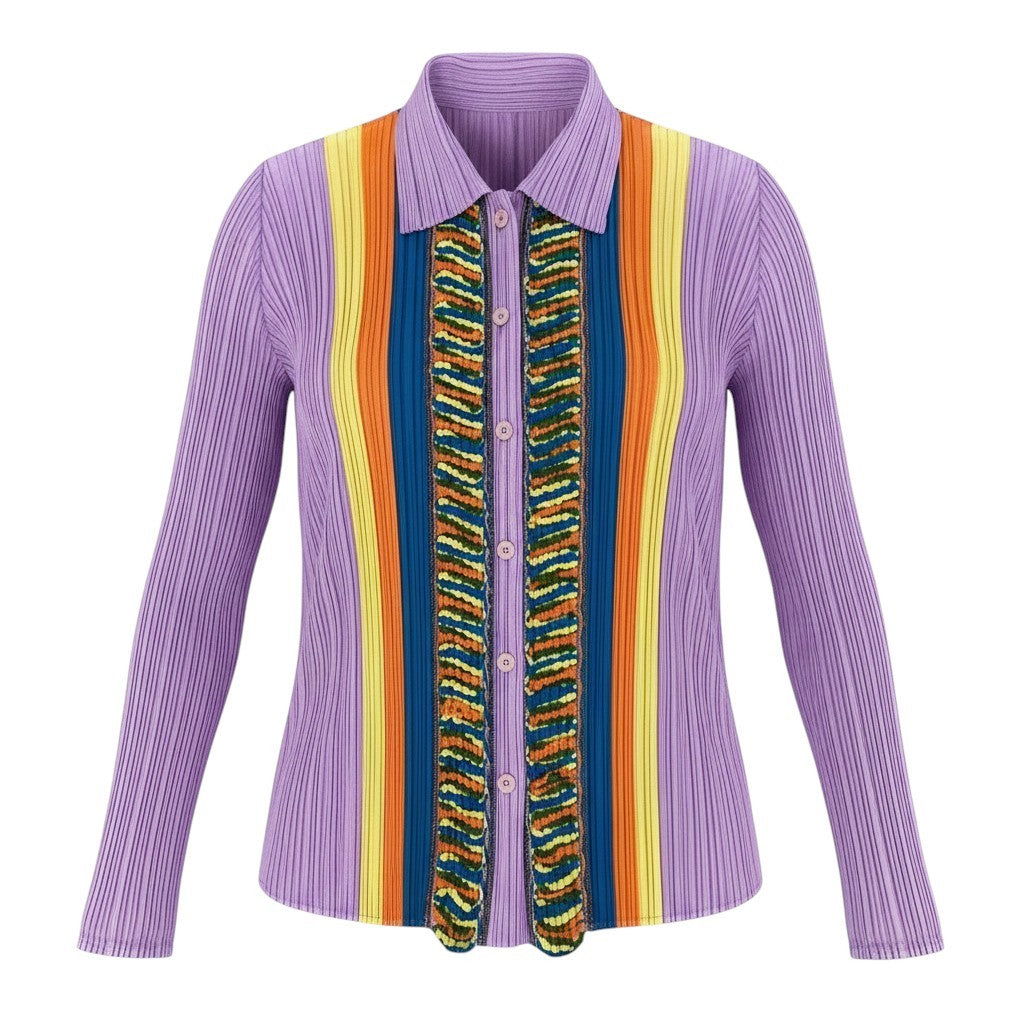 Ae14 【美品】 PLEATS PLEASE プリーツプリーズ ロングスリーブ プリーツシャツ トップス PP71-JJ613 サイズ3 ピンク ポリエステル100％ レディース 女性服ta1