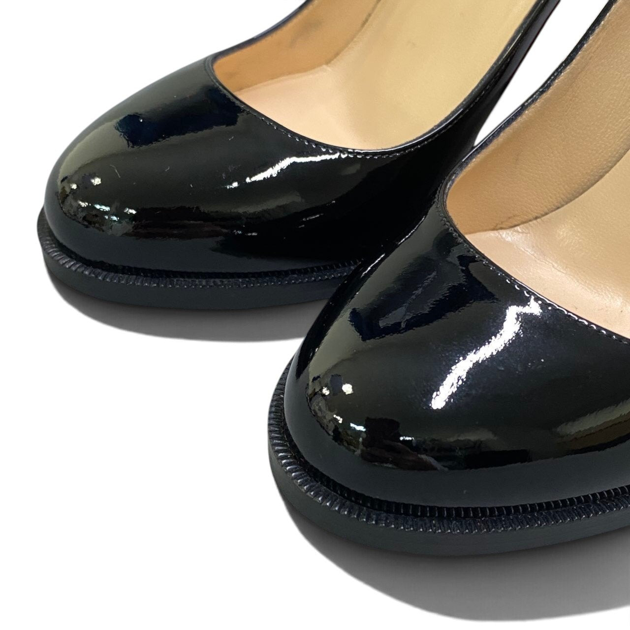 2h29《美品》 Christian Louboutin クリスチャンルブタン LONDON B 100 エナメル ヒールパンプス 3160788 サイズ37.5 ブラック パテントレザー 箱付t18r