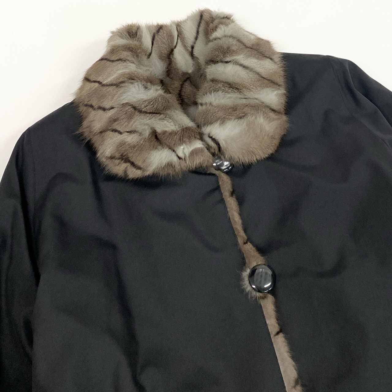 7b22《未使用品》 ロリスファー リバーシブル ロングコート サイズF 本毛皮 シルク ロシアンリス Fur Coat タグ付t18r