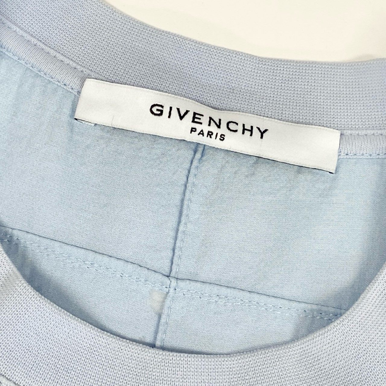 Ma23《美品》 GIVENCHY ジバンシー デストロイ クラッシュ加工 半袖Tシャツ カットソー トップス M ライトブルー コットン メンズu02t