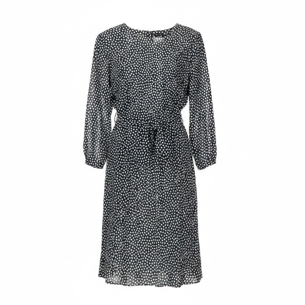 28f15 Christian Dior クリスチャンディオール ロングワンピース ウエストリボン ドット柄 11サイズ ブラック ホワイト レディース 女性用u02t