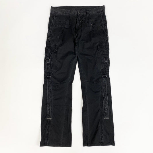 32j3 TETE HOMME テットオム Y2K ボンテージパンツ カーゴパンツ セミブーツカット ボトム 1717306-1 Mサイズ ブラック メンズo07t