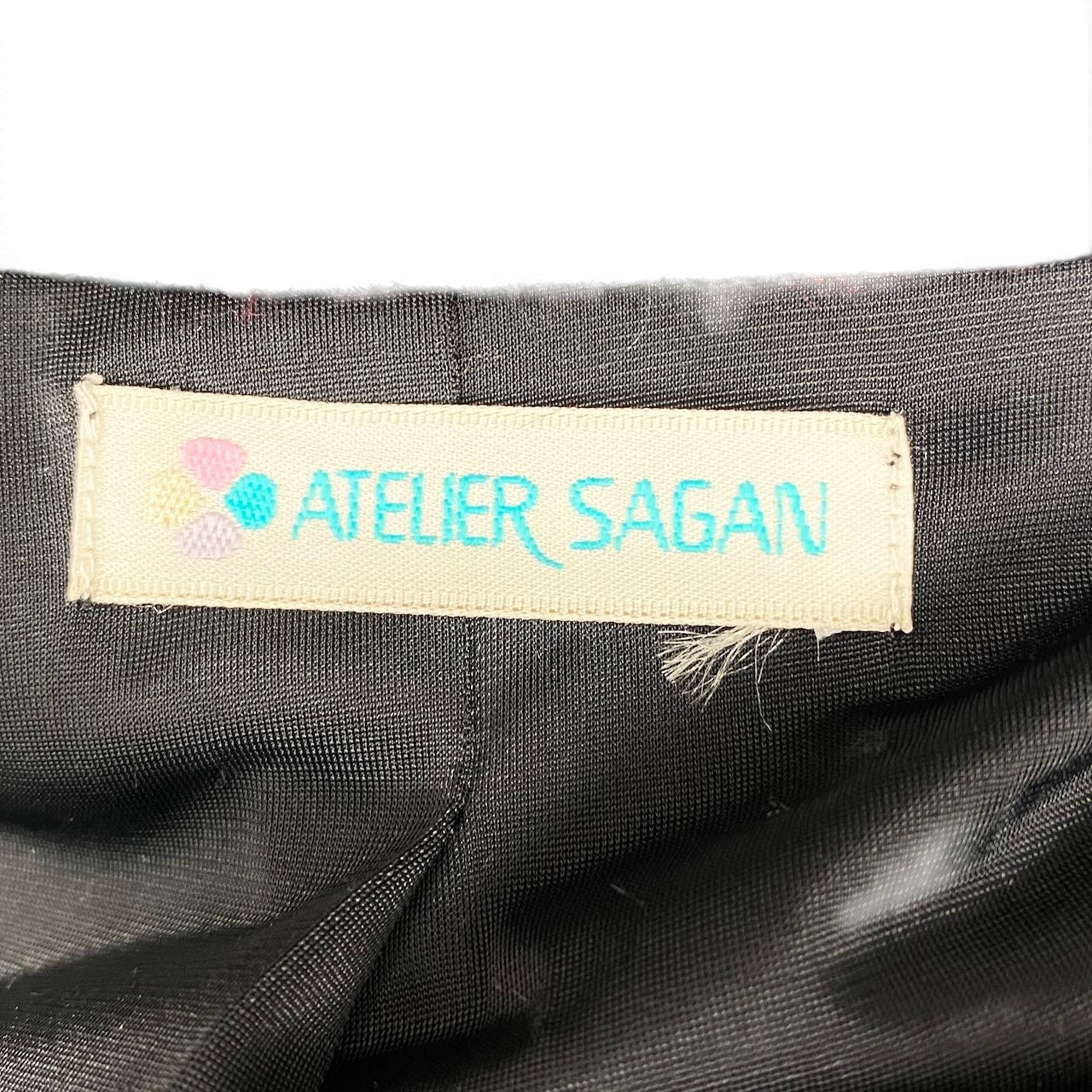 32g2 ATELIER SAGAN アトリエサガン ニットテーラードジャケット ウールジャケット 襟花刺繍 Mサイズ パープル系 レディース 女性用u02t