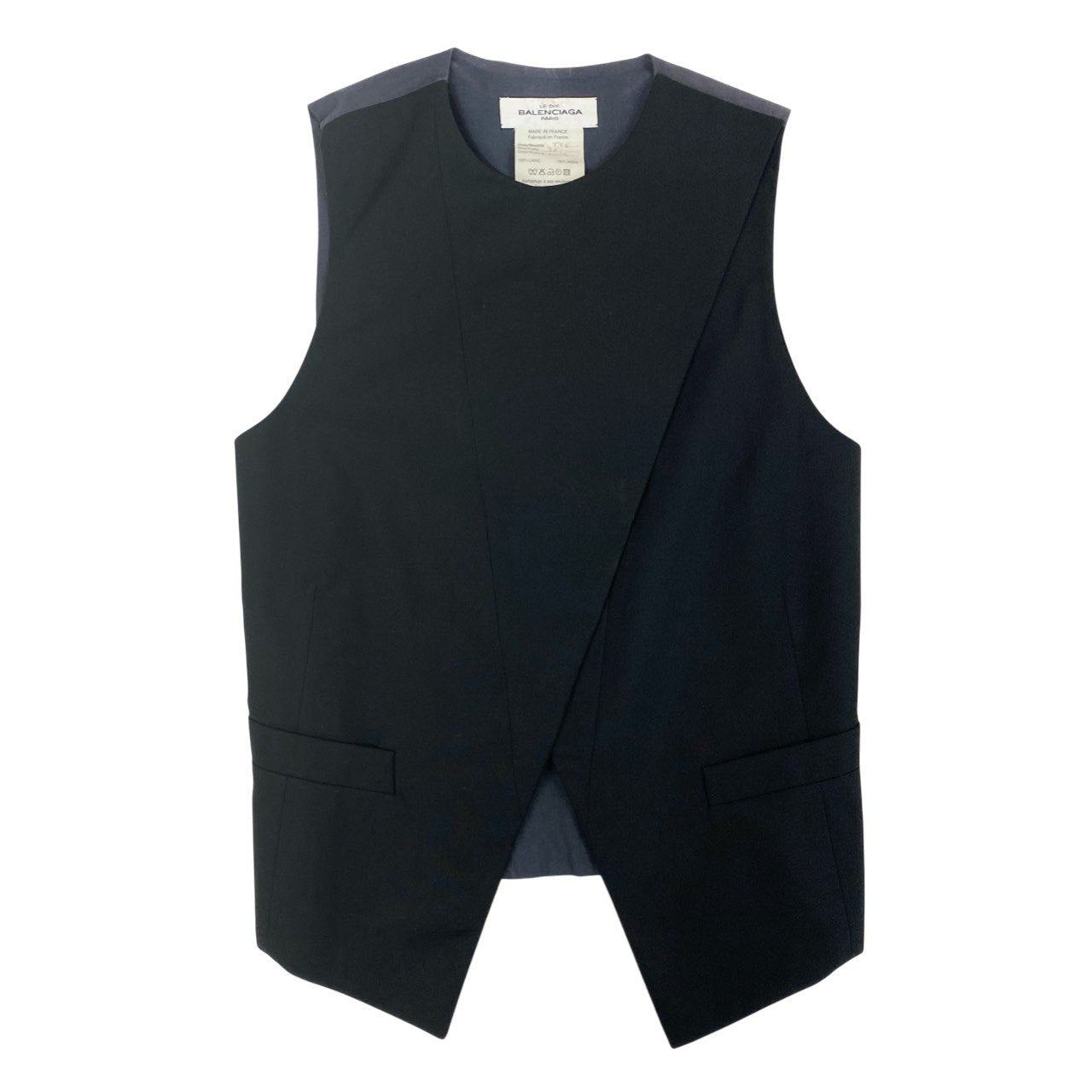 6b12 BALENCIAGA バレンシアガ 変形ジレベスト ノースリーブカットソー 36サイズ ブラック ウール100％ レディース 女性用u02t