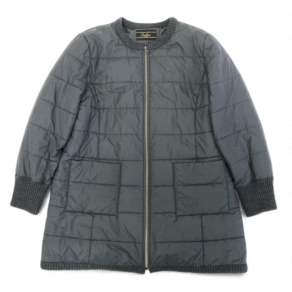 81L15 【美品】Leilian レリアン 中綿キルティングジャケット ナイロンジャケット コート アウター 17+サイズ グレー  レディースu02t