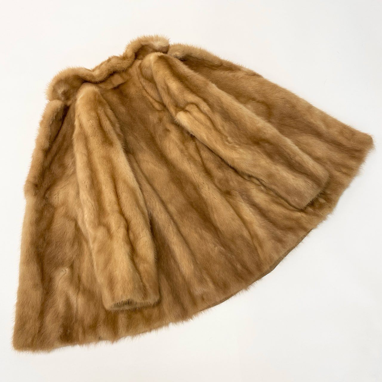 44a15 パステルミンク ファーコート サイズ11 茶系 本毛皮 Pastel Mink Fur Coat ポケット有t18r