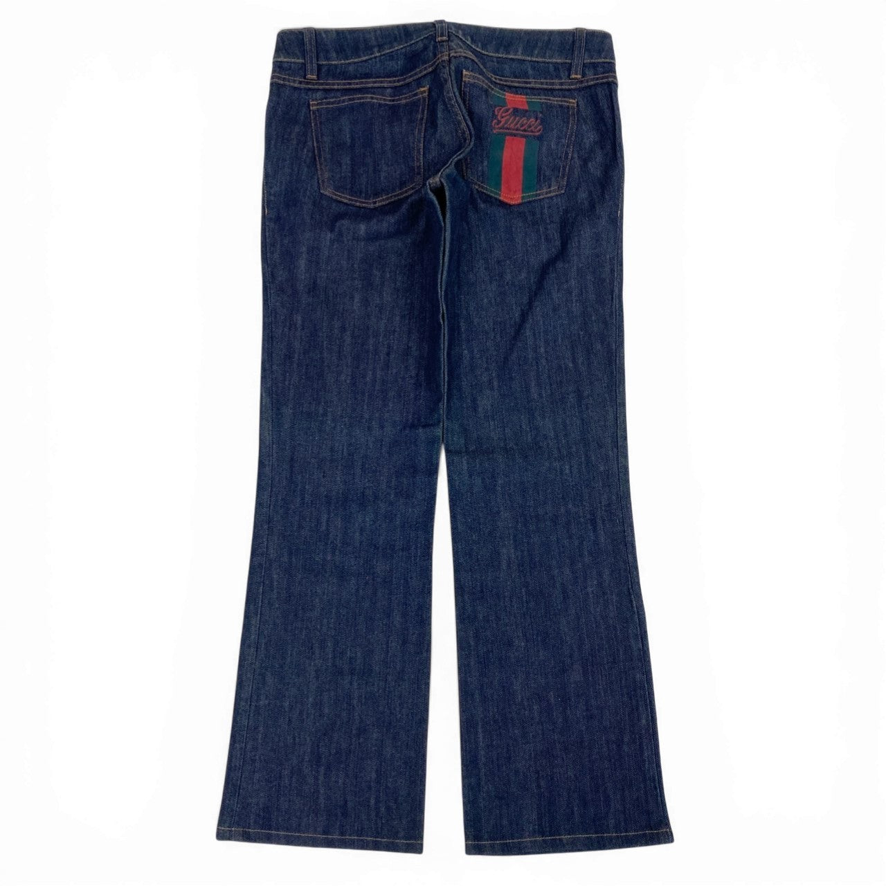 Ib19 GUCCI グッチ シェリーライン ポケットロゴ入り デニムパンツ ジーンズ サイズ42 インディゴ レディース ボトムta1