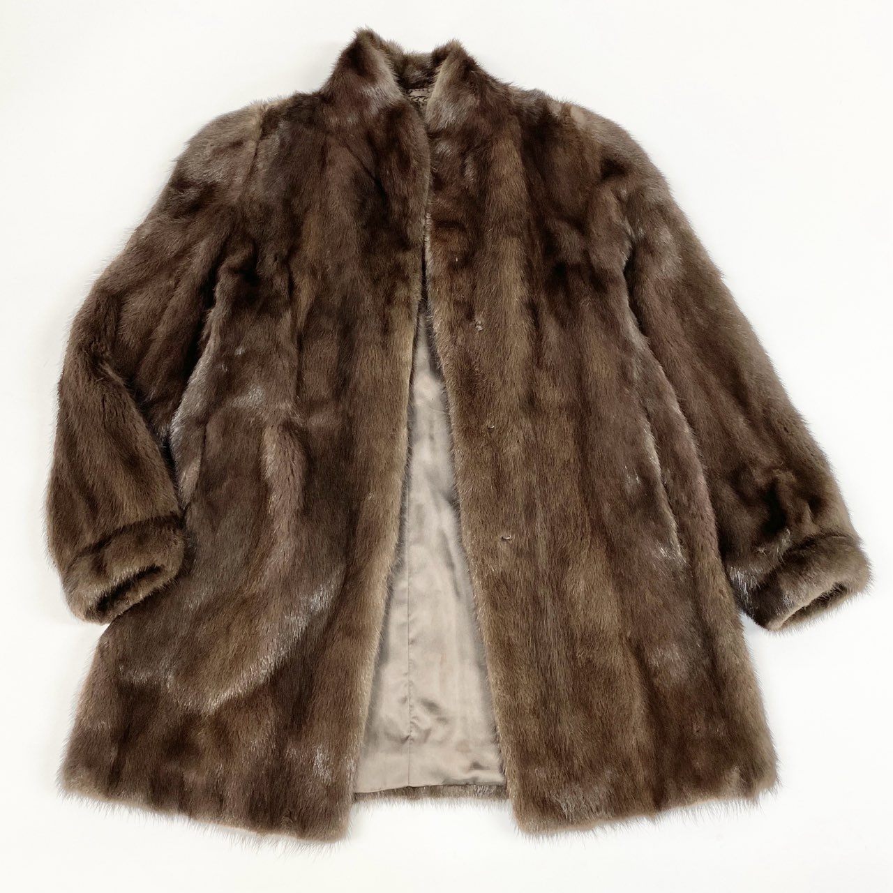 50j24 最高級毛皮 ブルーアイリスミンク ミンクコート 毛皮コート セミロングコート サイズ11 ブラウン系 ミンクファー レディースu02t