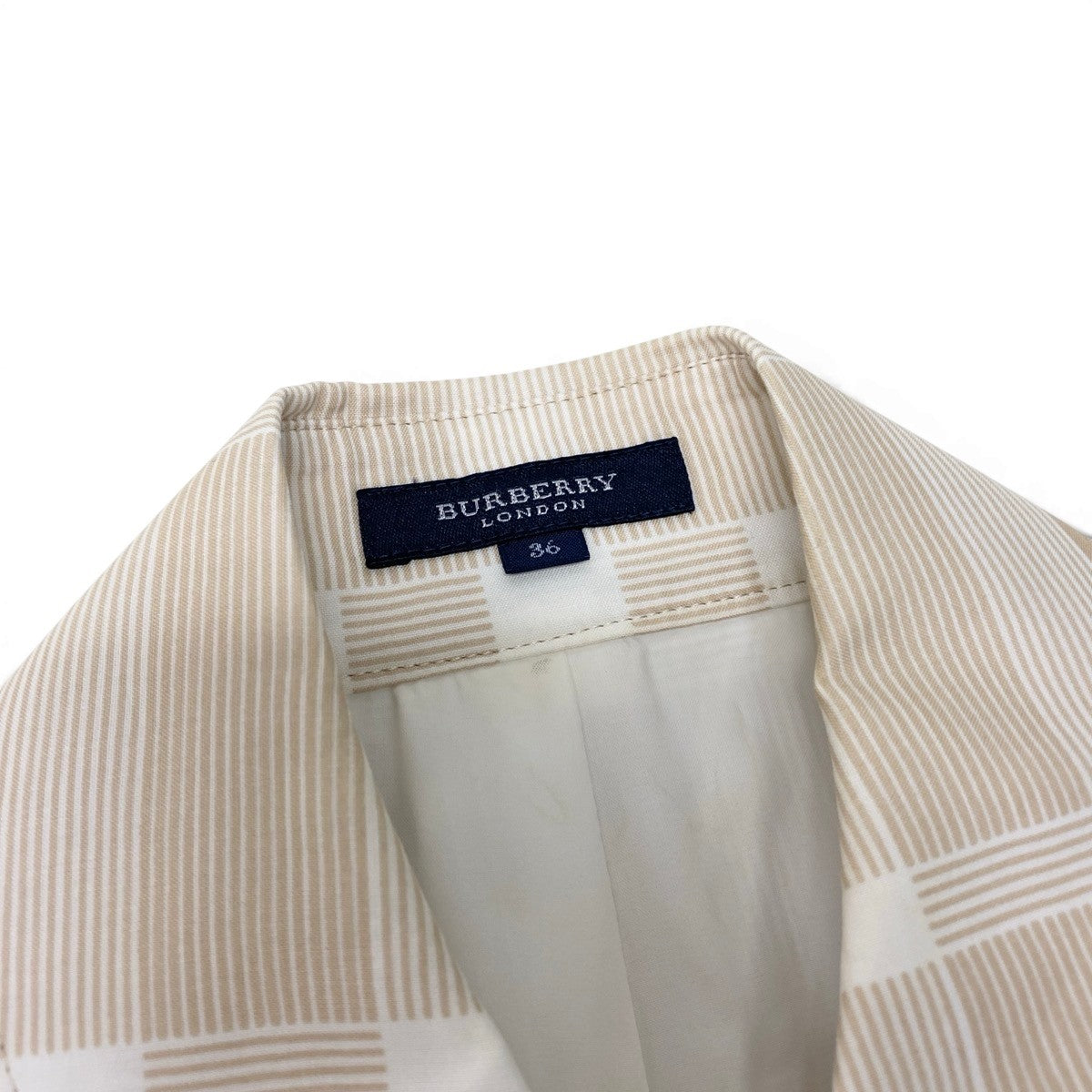 Ig9 BURBERRY LONDON ノバチェック トレンチ風ワンピース アメリカンスリーブ 日本製 36サイズ ベージュ ホワイト コットン100％ レディース 女性用ta1