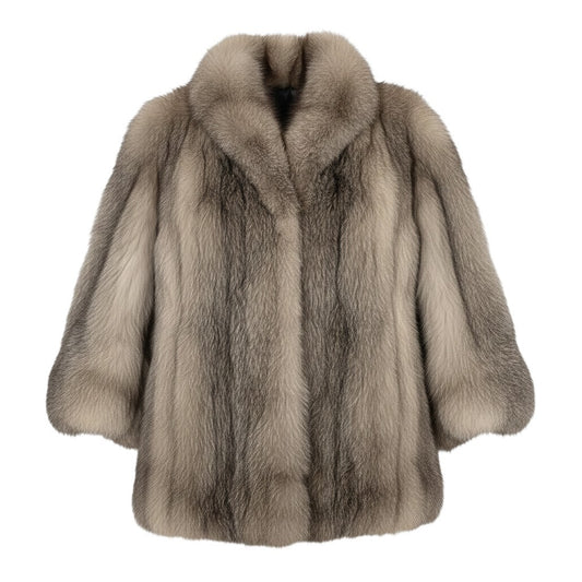 15h19 シルバーフォックス 肉厚 ロングコート サイズF 茶系 本毛皮 Silver Fox Fur Coat リアルファーt18r