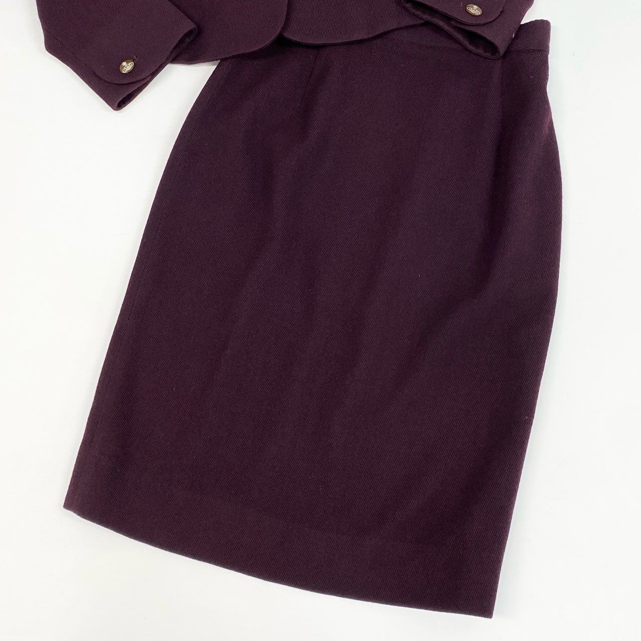 60j27《美品》Vivienne Westwood ヴィヴィアンウエストウッド スカートセットアップ ウール ジャケット スカート オーブ  357-01-47507 3サイズ ボルドー レディースu02t