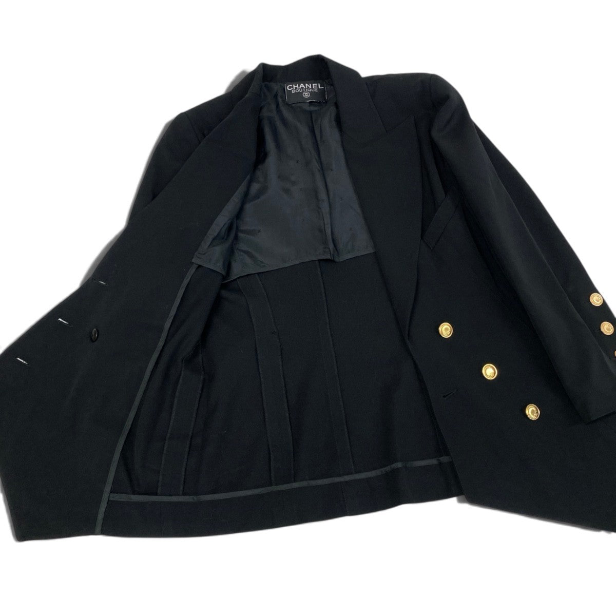 i22 CHANEL シャネル CCボタン アシンメトリージャケット CC Button Vintage Asymmetrical Blazer 21721 ブラックt18r