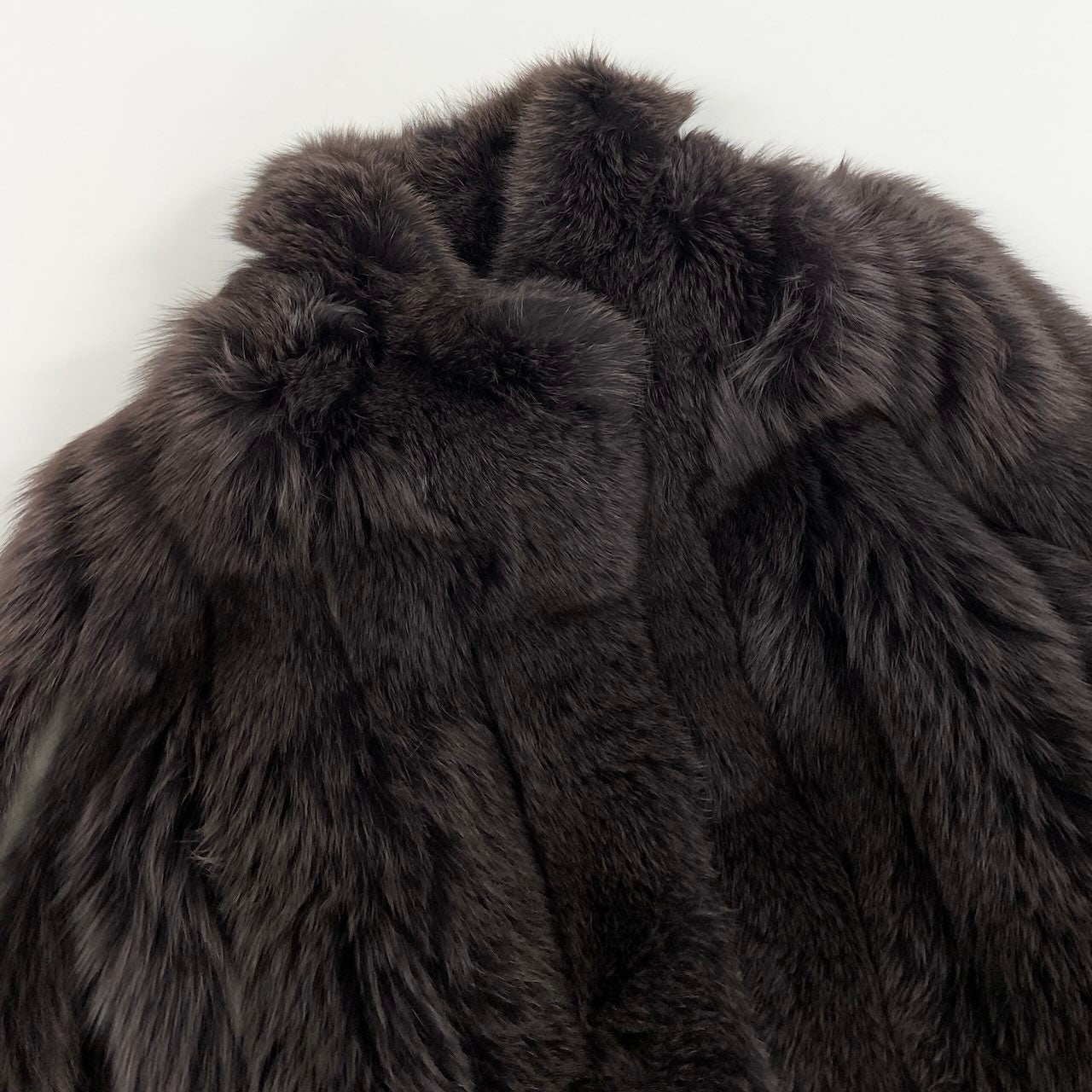47e13 Rambulton 染め フォックス 肉厚ファーコート サイズM パープルグレー 本毛皮 Dyed Fox Fur Coatt18r