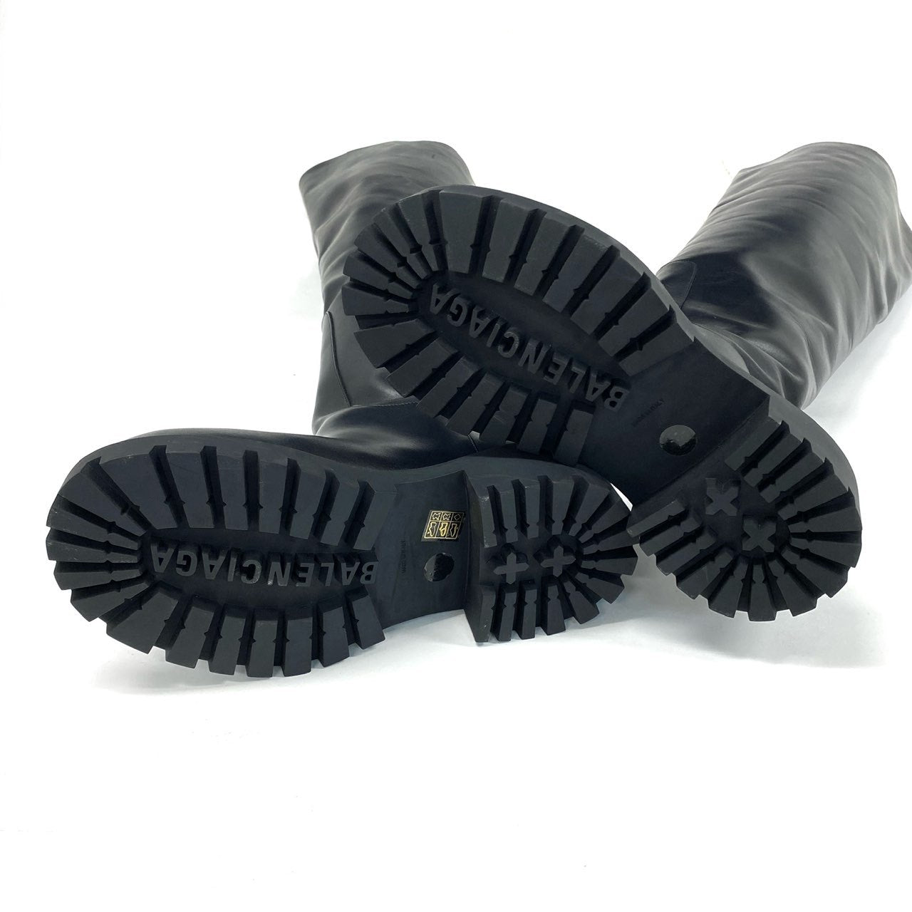 i22《極美品》 BALENCIAGA バレンシアガ HUMMER CUISSARDES ハマー レザーロングブーツ サイハイブーツ 712809 サイズ42 ブラック レザー メンズu02t
