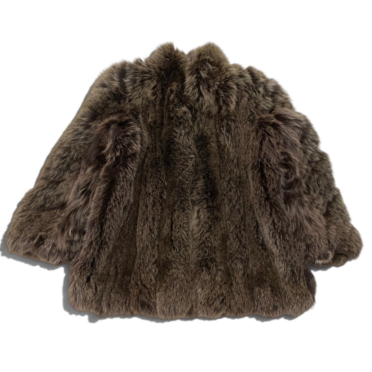 64i16 シルバーフォックス ファーコート サイズ13 茶系 本毛皮 Fox Fur Coat リアルファーt18r