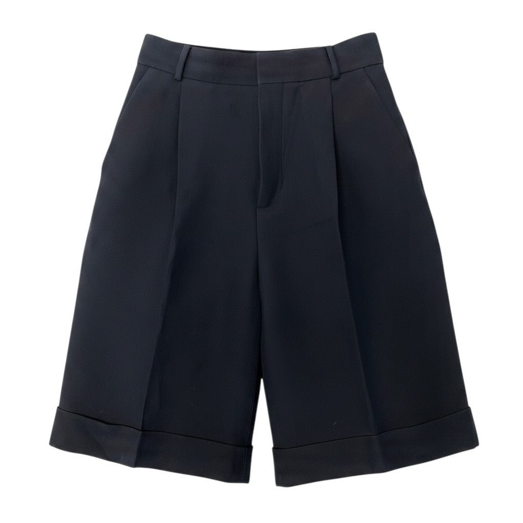 7d24 Christian Dior クリスチャンディオール ハーフパンツ ショート タックパンツ ウールシルク混 イタリア製  サイズ38 ネイビーu02t