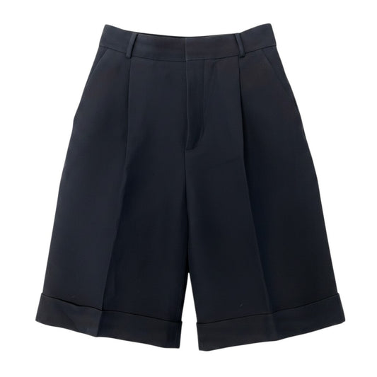 7d24 Christian Dior クリスチャンディオール ハーフパンツ ショート タックパンツ ウールシルク混 イタリア製  サイズ38 ネイビーu02t