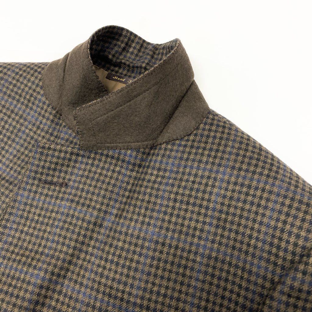 13l27 Ravazzolo ラヴァッツォーロ ロロピアーナ生地 テーラードジャケット カシミヤジャケット チェック柄 メンズ 紳士服 46 ブラウン系 カシミア100％o07t