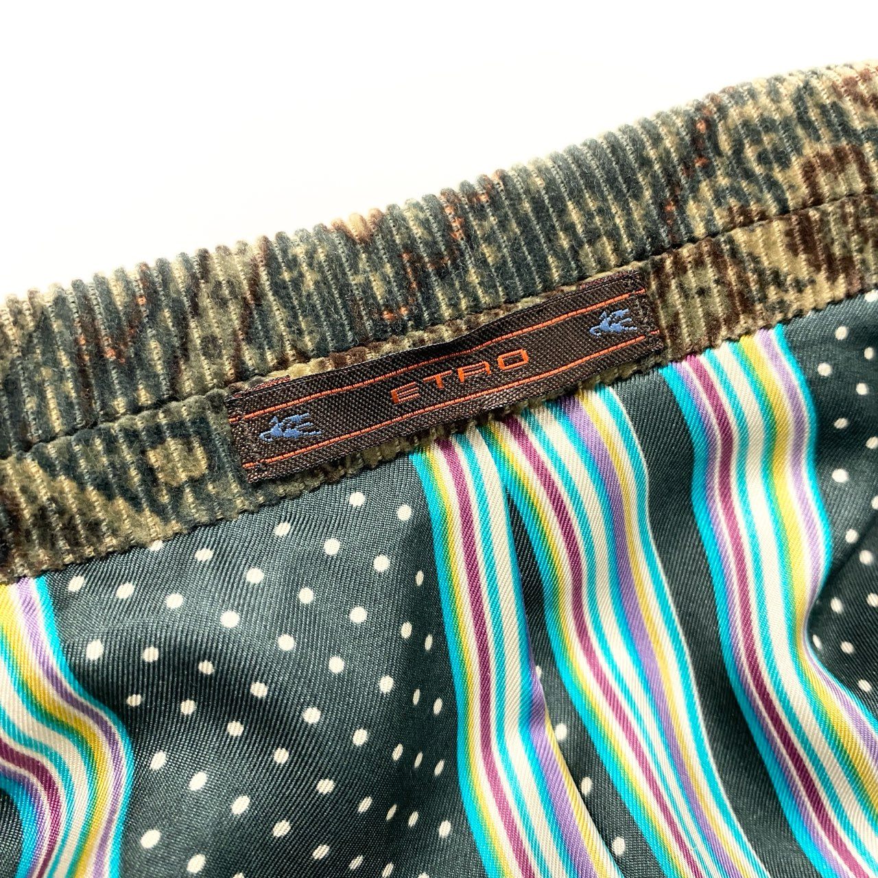 30K18 ETRO エトロ イタリア製 テーラードジャケット コーデュロイジャケット ペイズリー柄 裏地総柄 メンズ 紳士服 48 ダークグリーン系u02t