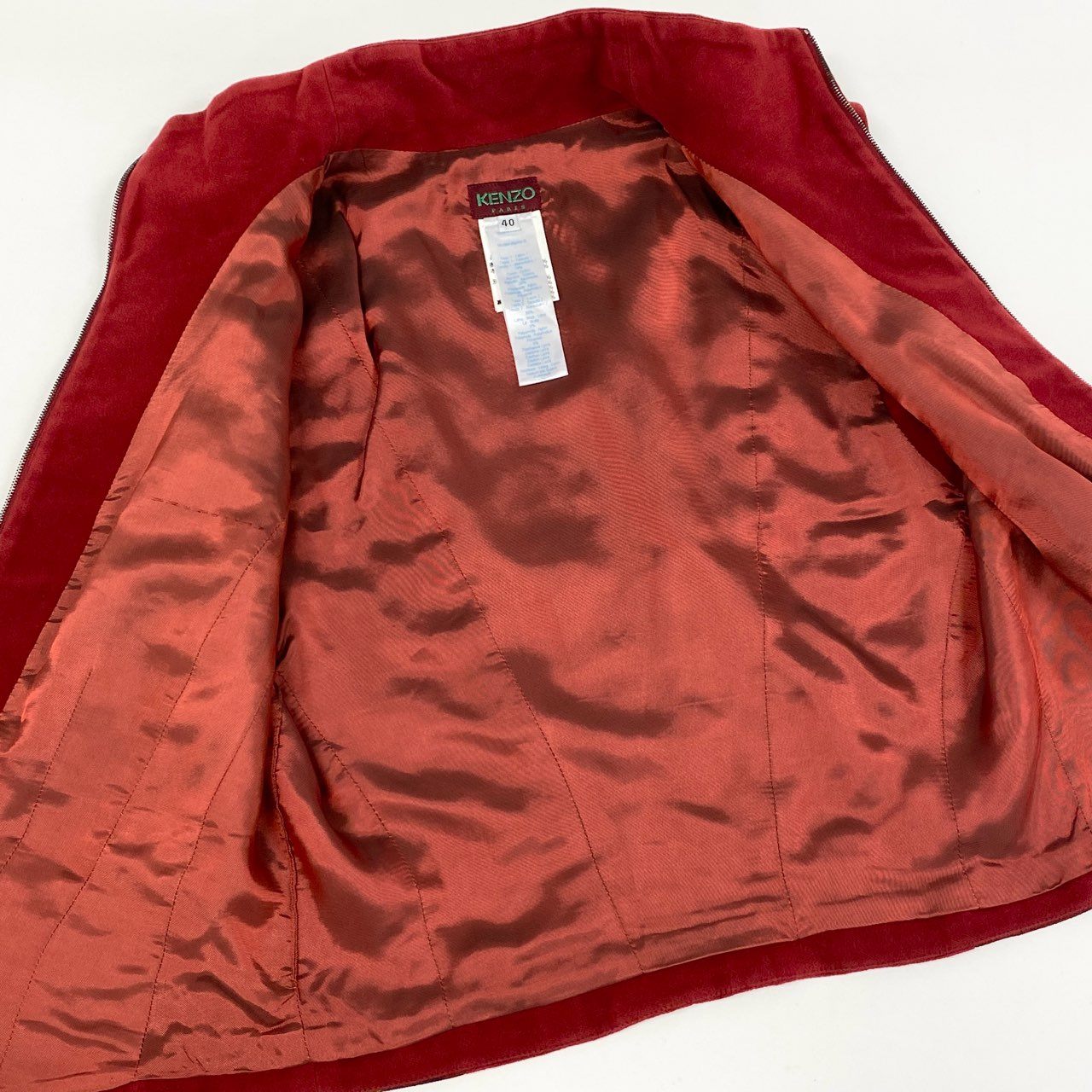 78i10 フランス製 KENZO ケンゾー ダブルクロスフラワーステッチ ベスト ノースリーブ トップス 40 レッド old vintageu02t