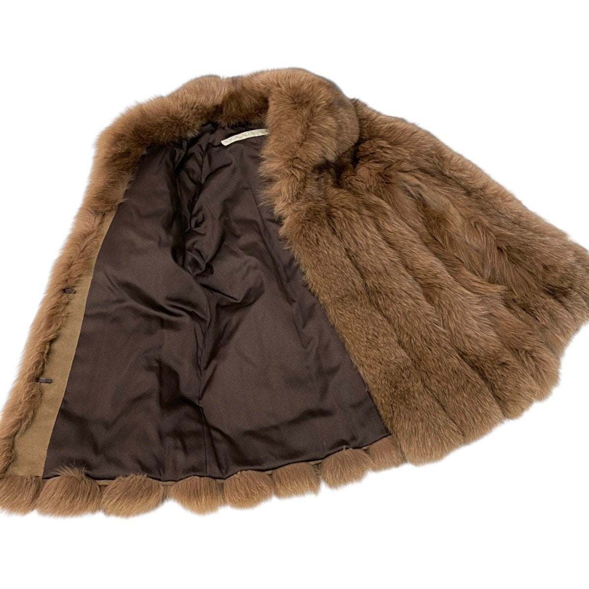 62i16 DONALD BROOKS 染め フォックスファー コート サイズ11 ブラウン 本毛皮 Fox Fur Coatt18r