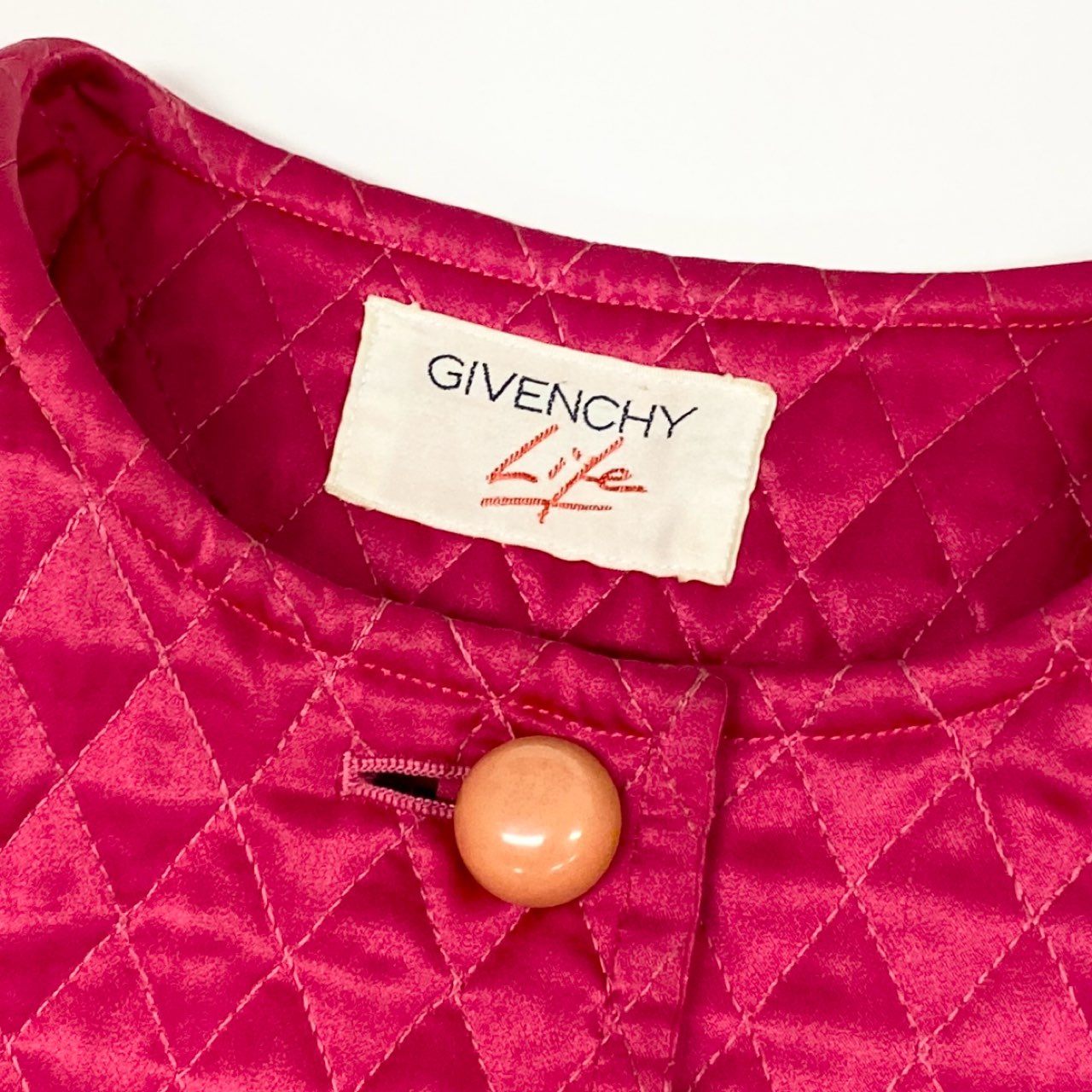 Eb11 GIVENCHY ジバンシィ ヴィンテージ ノーカラーキルティングジャケット ショート丈ジャケット アウター ピンク レディース 女性用k02i