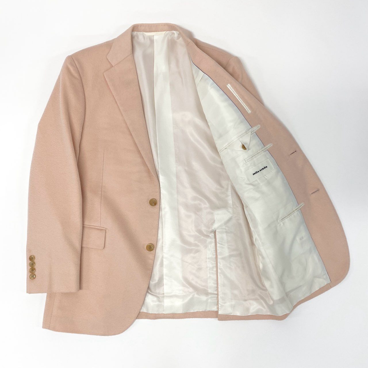 66l1 mila schon ミラショーン カシミヤジャケット テーラードジャケット シングル 2B メンズ 紳士服 48 ピンク カシミア100％u02t