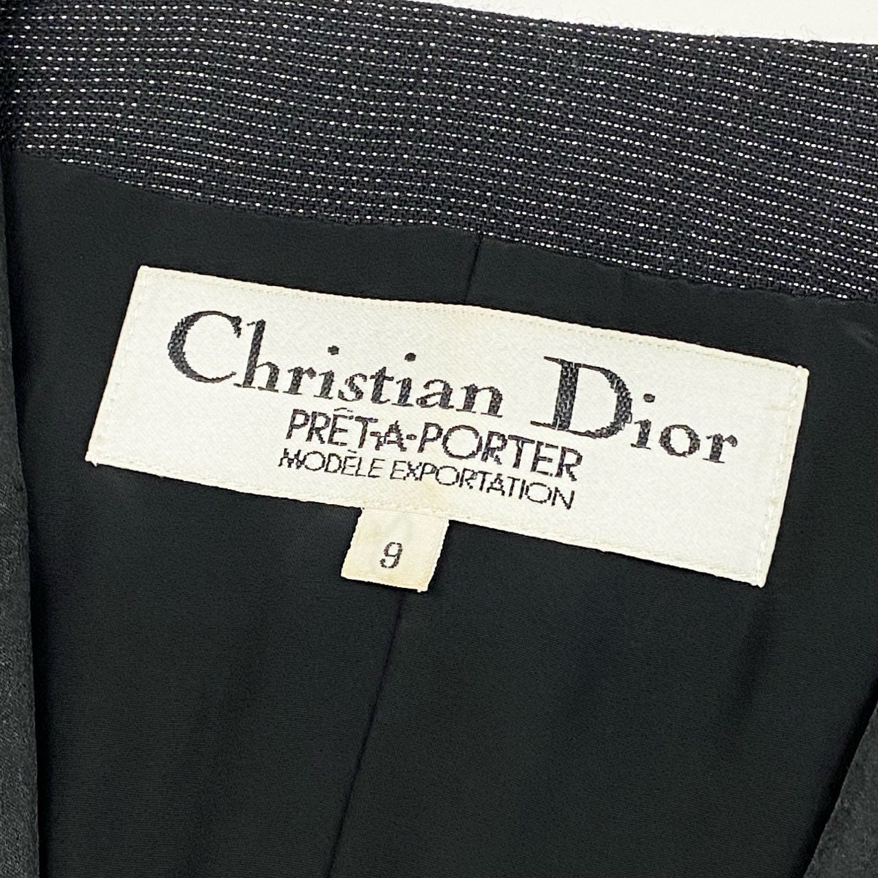 67b3 Vintage Christian Dior クリスチャンディオール セットアップ スカートスーツ 変形 ラメ素材 9 ブラック レディースu02t