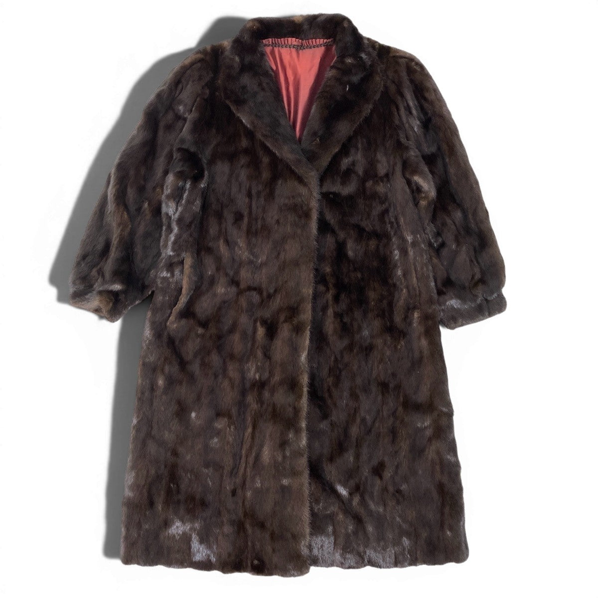 93h8 マホガニーミンク 超ロングコート 丈108cm サイズF 茶系 本毛皮 Mink Fur Coatt18r