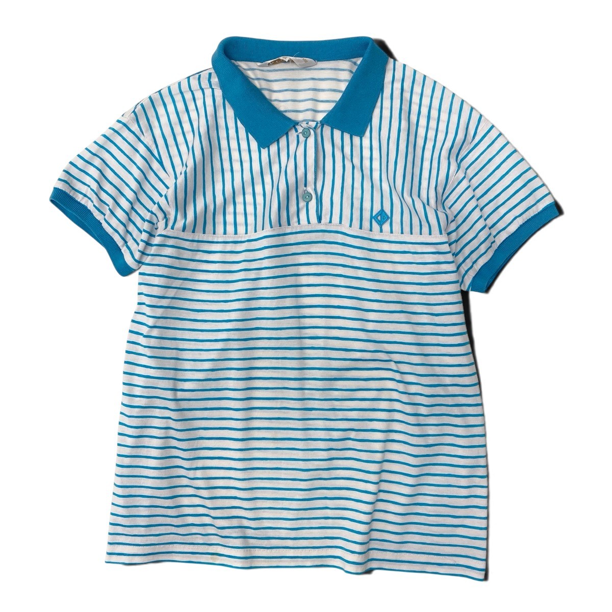 Eh10 Christian Dior SPORT クリスチャンディオール 半袖ポロシャツ CDロゴ  サイズM ブルー ホワイト コットン100％ レディースo07t