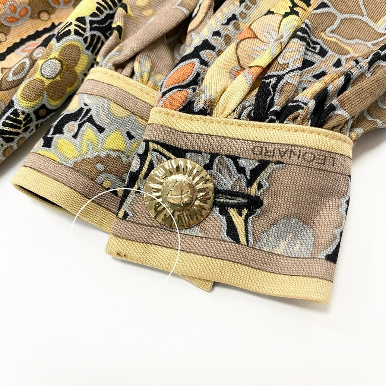 5d13 LEONARD FASHION レオナール ロングスリーブワンピース ペイズリー柄 花柄プリント サイズL マルチカラー ウールシルク レディース 女性用o07t