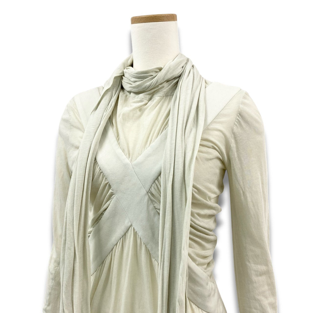 Ac2　Vintage BALENCIAGA バレンシアガ LE DIX 変形カットソー ロングスリーブ トップス S アイボリー コットン レディースu02t