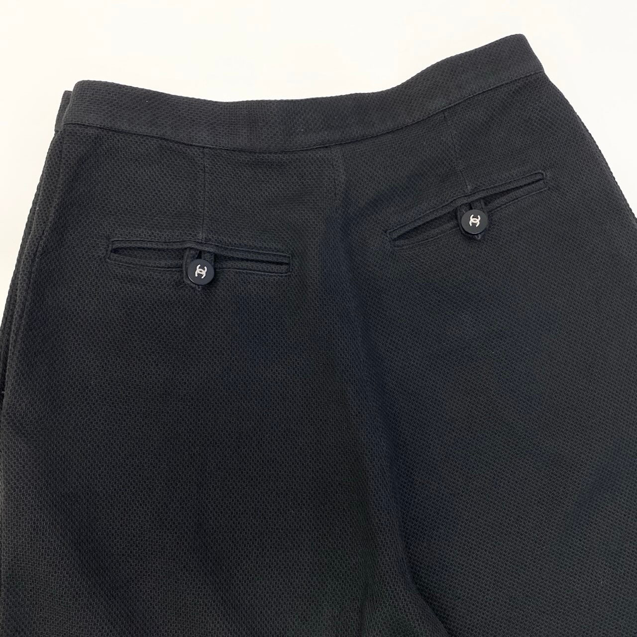 Cf9 CHANEL 1996年 ハーフパンツ ボトムス フランス製 36サイズ ブラック コットン100％ レディース 女性用u02t