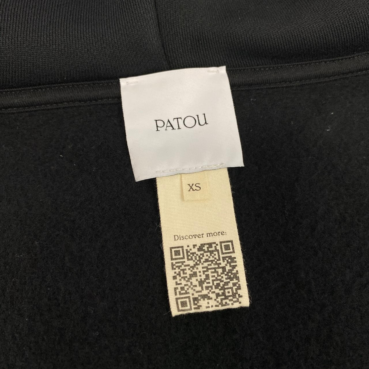 41e14 【極美品】Patou パトゥ ジップアップフーディー パーカー ロゴプリント トップス 21PA1-JE007-95 XSサイズ ブラック コットン100％ レディース 女性用k02i