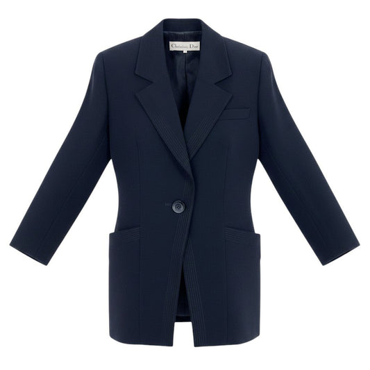 Ed21 Christian Dior クリスチャンディオール テーラードジャケット ブレザー  KB3B30600 Mサイズ ダーク―ネイビー ウール100％ レディース 女性用nu1