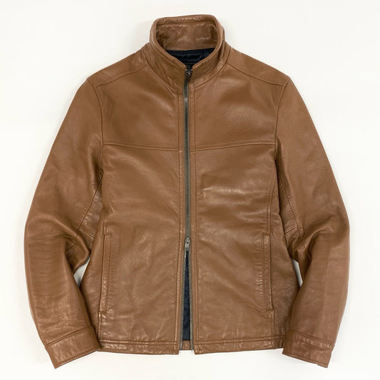 37f24 MEN’S BIGI メンズビギ レザージャケット シングルレザー 革ジャン 羊革 ラムレザー メンズ アウター MO143LJM01 02 ブラウン